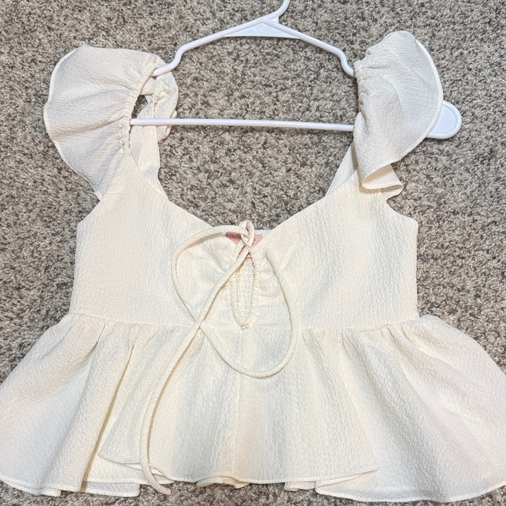 Urban Outfitters Cute Tie Cream Women's Top